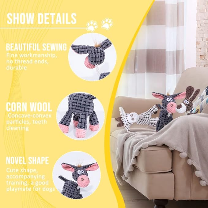 Soputry Plush Squeak Pet Toy, Interactive Stuffed Sound Toy for Small Medium Large Dogs