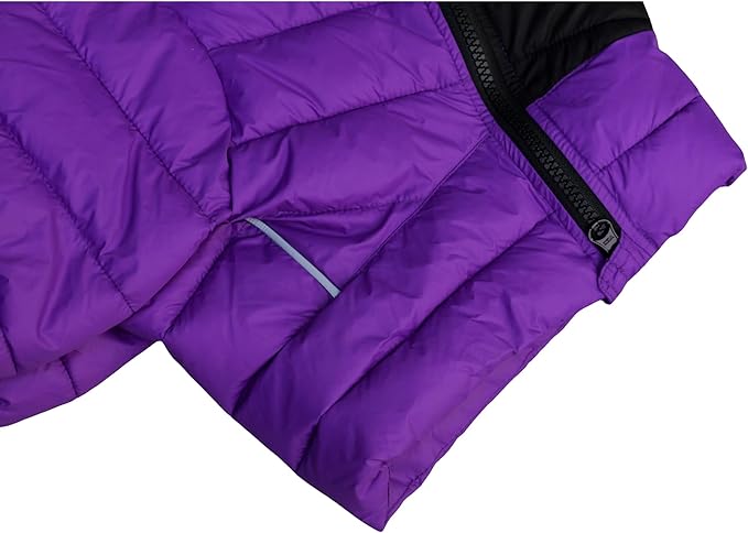 Dog Warm Jacket, 4 Legs Covered Waterproof Windproof Reflective Warm Vest, Zippered Adjustable Outdoor Snow Jacket for Small to XXL Dogs, Purple