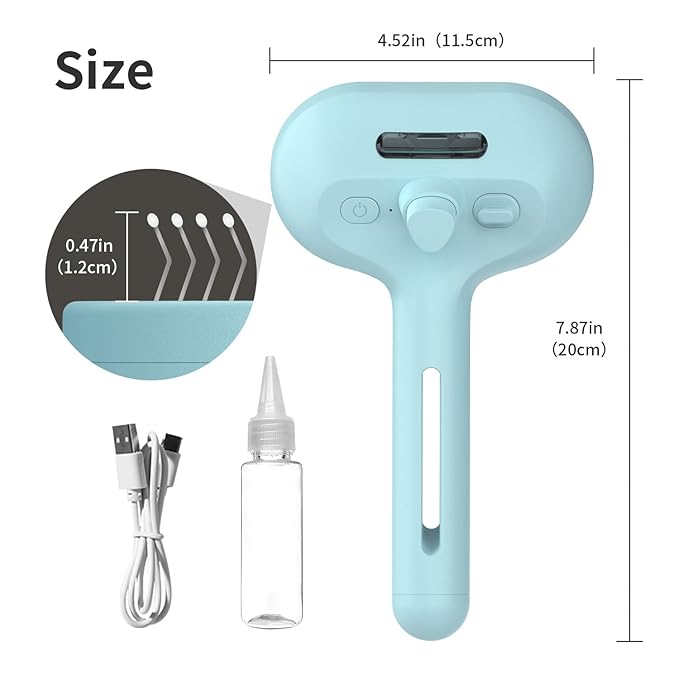 Cat Steam Brush for Shedding, 3 In 1 Self Cleaning Steamy Pet Brush Anti Static Flying Hair Spray Cat Comb for Long and Short Hair Pets Grooming Remove Loose Haired Reduce Shedding (Blue)