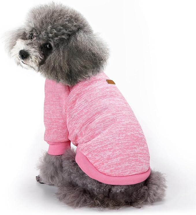 2 Pieces Pet Dog Classic Knitwear Sweater, Fleece Coat for Small,Medium Dogs,Warm Pet Dog Cat Clothes,Soft Puppy Customes for Chihuahua Yorkshire Tzu (Pink Purple,XXS)