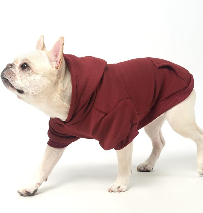 KOOLTAIL Basic Dog Hoodie - Soft and Warm Dog Hoodie Sweater with Leash Hole and Pocket, Dog Winter Coat, Cold Weather Clothes Sweatshirt for Small Medium Large Dogs Puppy Cat Boys Girls Deep Red XXL