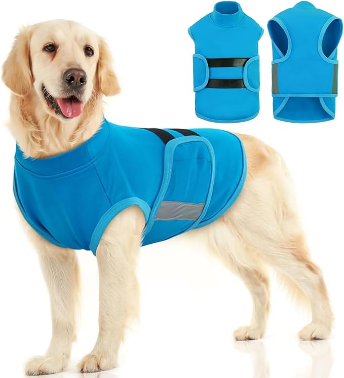 MIGOHI Breathable Dog Anxiety Calming Vest,Dog Firework Anxiety Relief Vest,Dogs Stress and Anxiety Relief Coat,Anxiety Vest for Large Dogs,Blue,XL