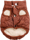 2 Layers Fleece Lined Warm Dog Jacket for Puppy Winter Cold Weather,Soft Windproof Small Dog Coat,Brown XS
