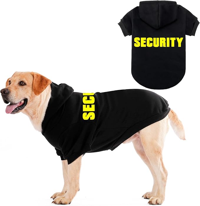 EXPAWLORER Security Dog Hoodie Puppy Sweater - Dog Sweatshirt Soft Fleece Lined Pet Clothes, Cold Weather Hooded Jacket Coat Keep Warm for Small Medium Large Dogs, 4X-Large