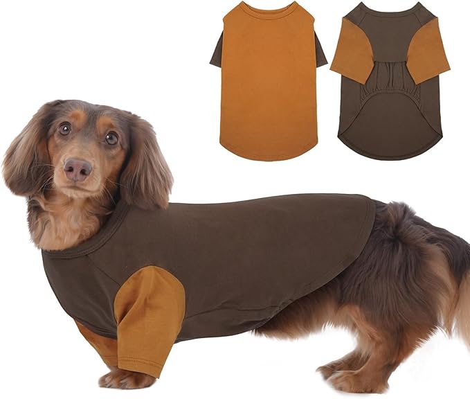 2 Pack Dog Shirt for Medium Dogs - Soft Breathable Summer Cool Tee, Lightweight Comfortable Dogs Clothes for Sensitive Skin Jack Russell, Shihtzu, Indoor Lounging, Walking, Park Play, Brown