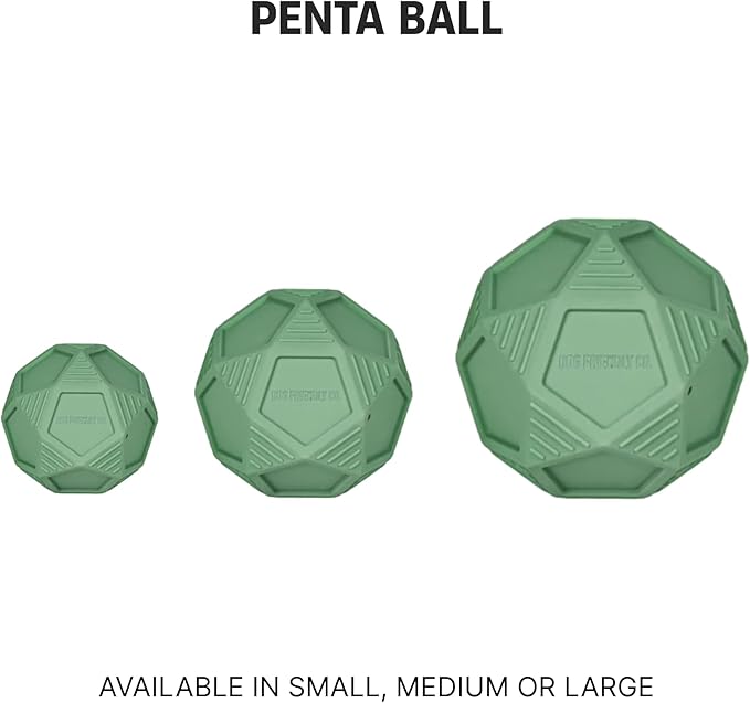 Dog Friendly Co. Penta Ball | Dog Treat Ball | Durable Treat Dispensing Toy | Heavy-Duty Silicone | Mentally & Physically Stimulating Play for All Breeds | Dark Green | Medium