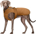 Kuoser Canvas Dog Coat, Warm Dog Jacket Reflective Fleece Pet Cold Weather Coat, Warm Doggie Clothes Waterproof Winter Vest with Zipper Leash Hole for Small Medium Large Dogs, Brown XL