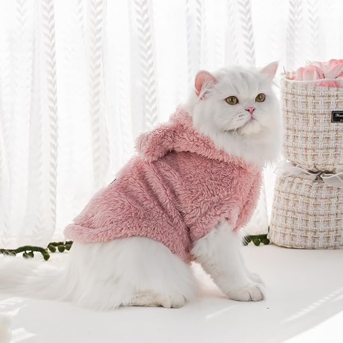 Cat Bunny Ears Costume Cute Dog Kitten Hoodies Sweater Rabbit Ears Puppy Pet Apparel (Large,Pink)
