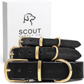 Classic Genuine Leather Dog Collar | Dog Collars for Medium Dogs, Small Dogs, Large Dogs & Extra Large Dog | Wide Dog Collar | Heavy Duty Collar (Black, Medium)