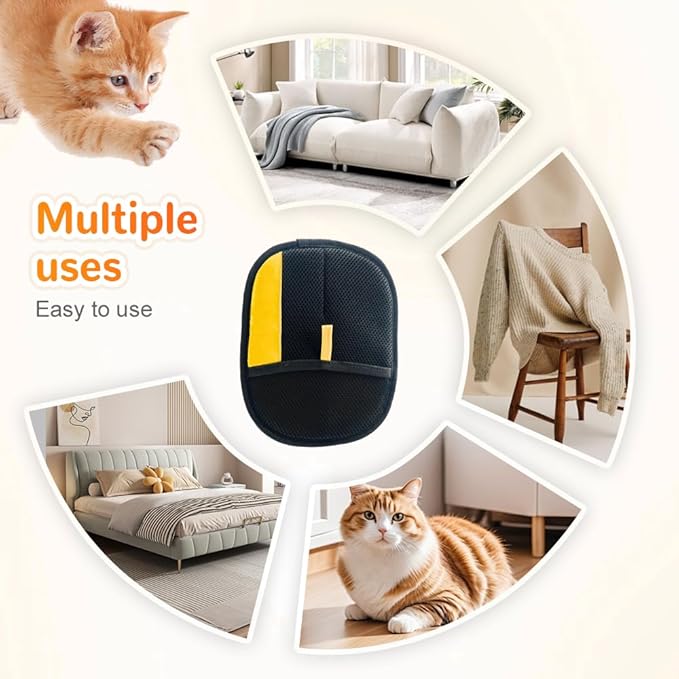 Pet Hair Removal Gloves, 2025 New Electrostatic Pet Hair Remover, Washable Reusable Cat Grooming Gloves for Bed Sheets Couch Clothes Carpet, Premium Pet Care Accessory for Cats and Dogs (1)