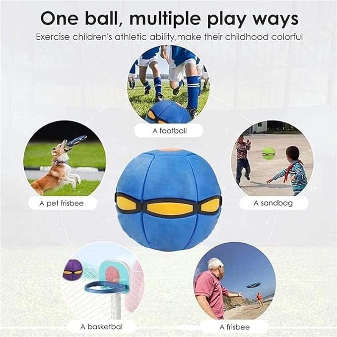 Doggy Disc Ball for Small Medium Large Dogs, Portable Interactive Flying Saucer Ball Stomp UFO Magic Balls, Decompression Pop Up Dog Toys Balls for Outdoor Sports Gifts (Blue-Green)