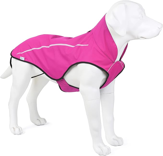 Mile High Life Dog Raincoat, Adjustable Waterproof Reflective Rain Jacket for Small Medium Large Dogs, Lightweight Breathable Pet Rain Coat with Leash Hole(Hot Pink,XS Chest 17-23")