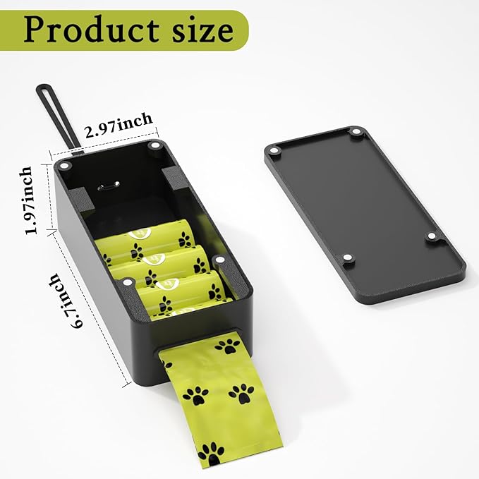 Dog Poop Bag Dispenser, Wall Mounted Dog Poop Bag Holder, Pet Waste Bag Dispenser Indoor ＆ Outdoor, Includes 60 Bags