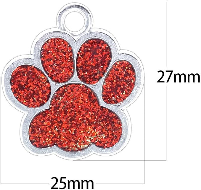 Cute Personalized Pet Name Tags for Cats/Dogs - Glitter Custom pet id tag, Dog id Tags Engraved for Pets, Customizable cat tag, pet Collar Charms, Dog Name tag (Paw-Shaped-Small: Purple)