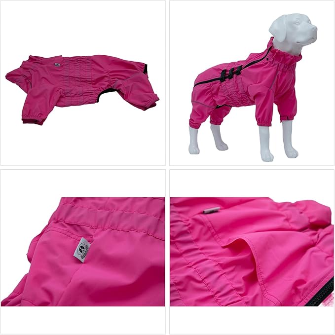 Dogs Waterproof Jacket, Lightweight Waterproof Jacket Reflective Safety Dog Raincoat Windproof Snow-Proof Dog Vest for Small Medium Large Dogs Rosered 5XL