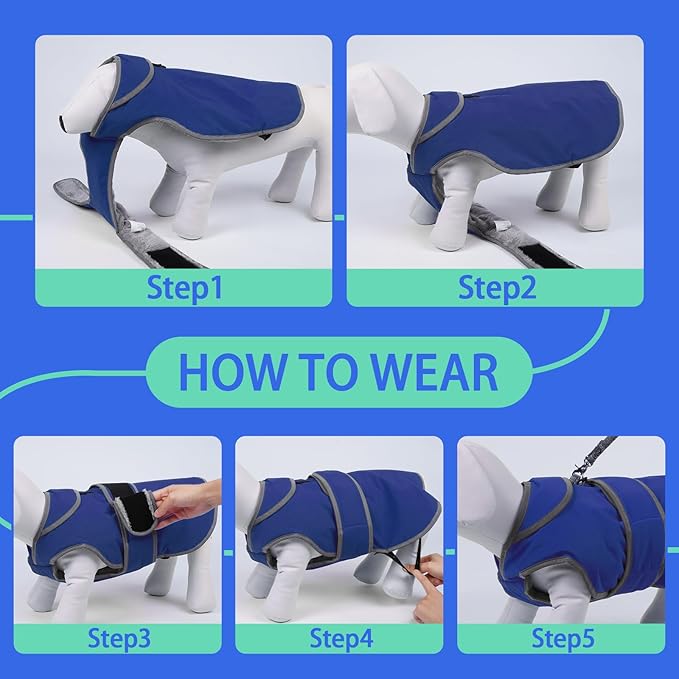 MIGOHI Reflective Waterproof Windproof Coat for Dogs - Cold Weather - Warm Dog Jacket - Reversible Stormguard Winter Vest - Small to Large Sizes (Navy, XL)
