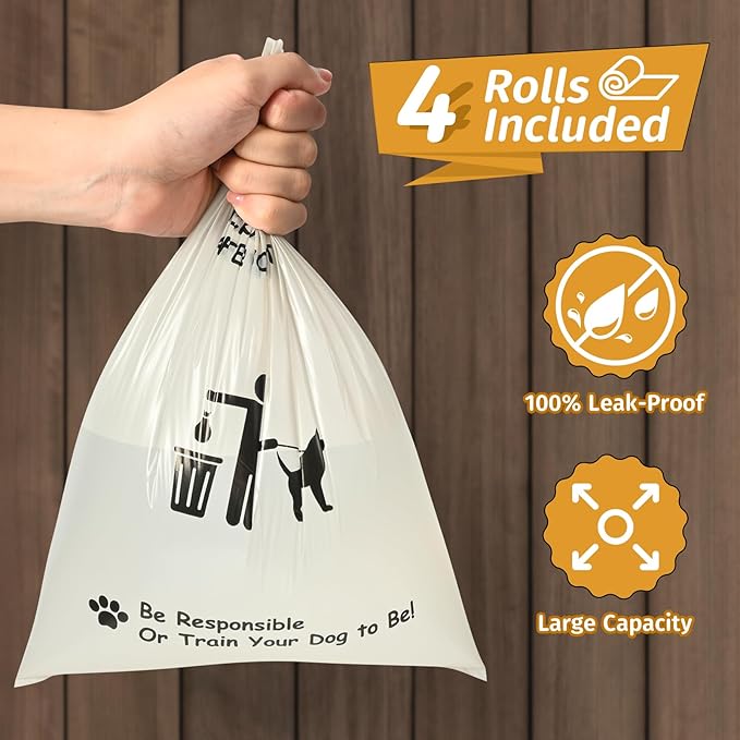 Dog Poop Bag Dispenser, Wall-Mounted Dog Bag dispenser Outdoor or Indoor for Doggy and Pets, Black Poop Holder for Yard and Park, Included 4 Rolls (60 Bags)
