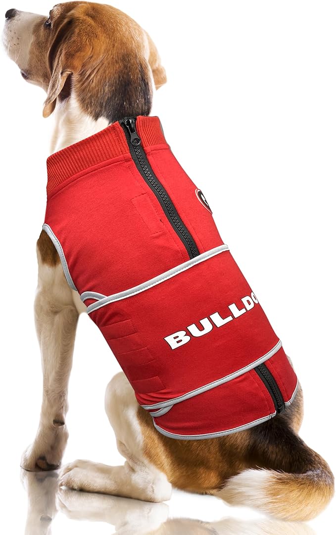 NCAA Georgia Bulldogs Dog Anxiety Calming Shirt Soothing Vest, for Dogs/Cats with Anxiety, Fears, Fireworks, Loud Noises, Dark, Lonely Keeps Dogs Calm & Feeling Safe, Relaxing Jacket, Large