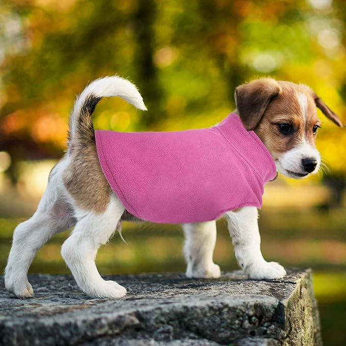 FUAMEY Dog Fleece Vest for Medium Dogs,Warm Stretchy Dog Sweatshirts Pullover with Leash Hole Dogs Sweater Soft Pet Turtleneck Cozy Pet Vest Lightweight Sleeveless Pink M