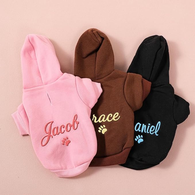 Personalized Name Dog Hoodie, Custom Pet Name Hoodies, Customized Pet Clothes Warm Winter Outfit for Dogs, Gift for Dog Lovers