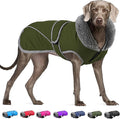 Dogcheer Dog Coat, Waterproof Dog Jacket Reflective Pet Winter Coat with Adjustable Hook & Loop, Christmas Puppy Fleece Jacket Warm Turtleneck Snowsuit for Small Medium Large Dogs - Green, 2XL