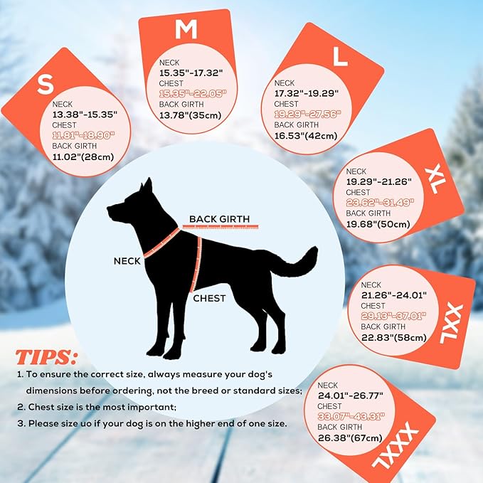 EMUST Winter Dog Jacket, Windproof Dog Apparel for Cold Weather, Reflective Coats for Dogs, Warm Puppy Jacket for Cold Winter, Orange, S