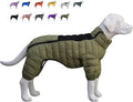 Warm Coat, 4 Legs Covered Waterproof Windproof Reflective Jacket, Zippered Adjustable Outdoor Snow Vest for Small Medium Large Dogs, Olive Green XXXL
