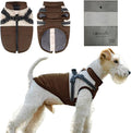 Dog Winter Coat for Small & Medium Dogs (Up to 31lb), Waterproof Dog Coat with Harness, Puppies Windproof Puppy Puffer Jacket, Snowsuit for Dachshund,Frenchie, Corgi (Classic Brown, XLarge)
