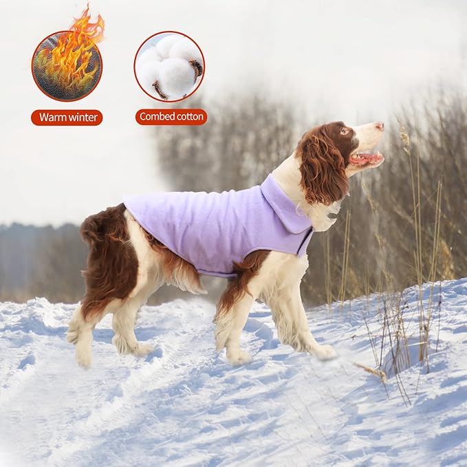 Fleece Dog Coat Winter Pet Jacket Reflective for Cold Weather for Large Medium Small Dogs(Purple,2XL)