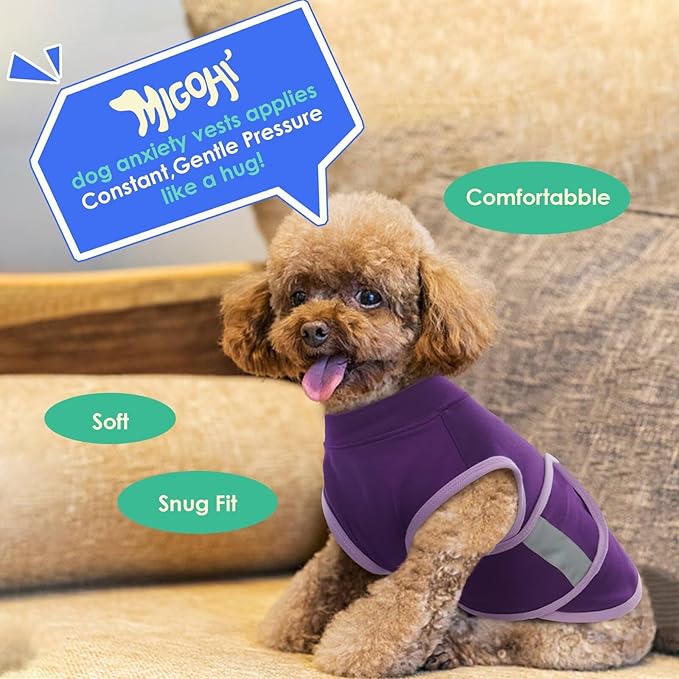 MIGOHI Dog Anxiety Relief Coat,Comfort Anxiety Vest for Dogs,Adjustable Dog Anxiety Calming Wrap for Fireworks,Thunderstorms,Travel,Separation,Anxiety Jacket for Medium Dogs,M, Purple