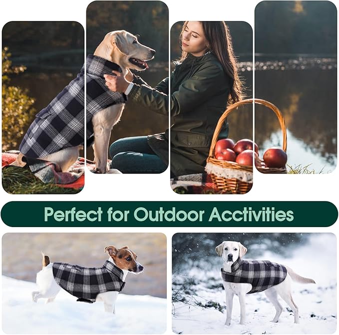 Kuoser Dog Winter Coat, Reversible Dog Jacket, Warm Doggie Coat British Style Puppy Cold Weather Coats, Windproof Pet Clothes for Extra Large Dogs Blue XXXL
