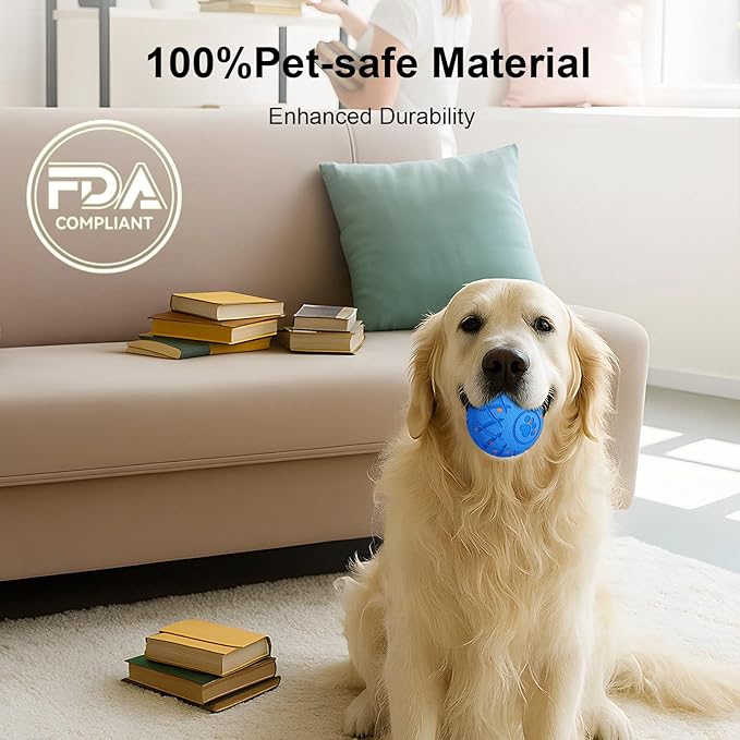 Interactive Dog Ball, Automatic Moving, Bouncing and Rotating, E-TPU Silent Foam Material, IP54 Waterproof Rating, Smart Active Rolling, Stimulation Toys for Medium and Large Dogs to Keep Them Busy