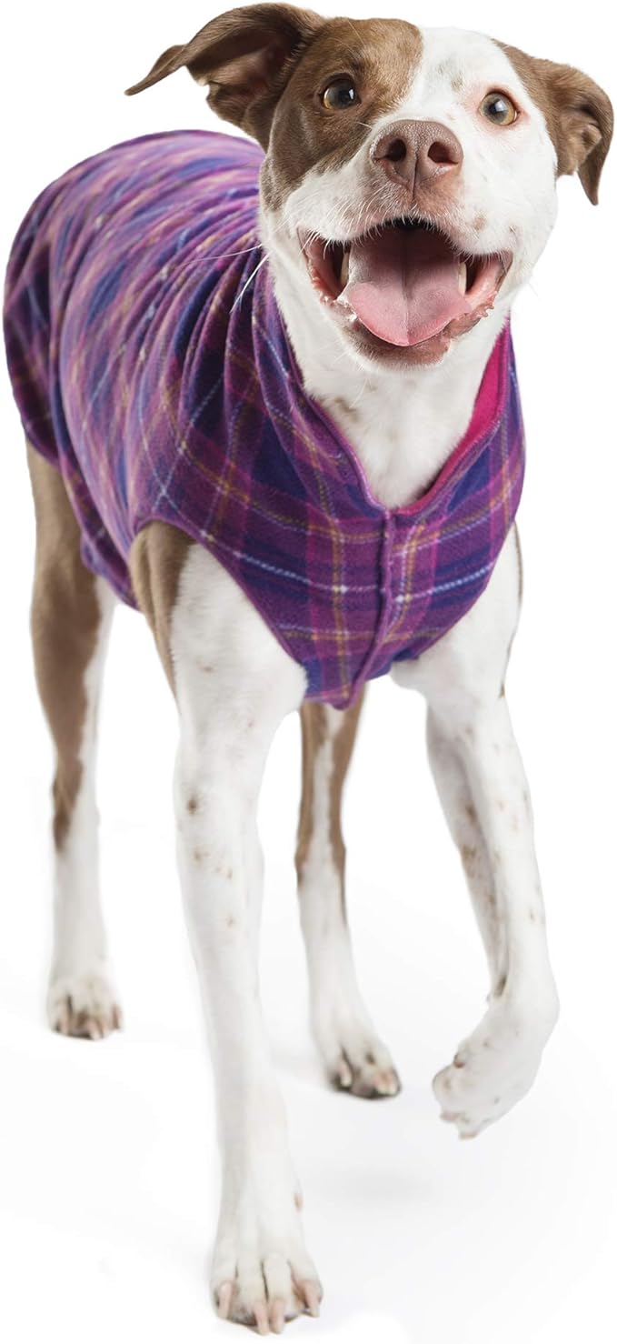 Goldpaw Duluth Double Fleece Dog Sweater Vest for Small Dogs - Soft, Stretchy Dog Fleece - Warm Pet Jacket for Fall and Winter - Premium Pet Outerwear - Machine Washable - Mulberry/Fuchsia - Size 14