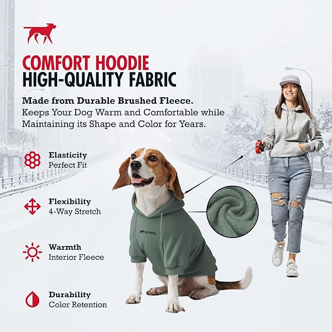 Tuff Pupper Dog Hoodie | Premium Quality 100% Organic Cotton | Ultra Soft Interior for Superior Comfort | Elastic Cuffs & Drawstring for Warmth | Stretch Fit Suitable for All Breeds (Teal, XL)