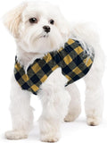 Goldpaw Stretchy Fleece Jacket for Small Dogs - Super Soft, Warm Dog Sweater - Pet Sweater Vest for Fall and Winter - Canine Clothes Made in The USA - Machine Washable - Gold Buffalo Check - Size 8