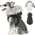PINA Dog Winter Coat Winter Jacket with Waterproof Fabric, Faux Fur Hood, Reflective Strap for Small Medium Large Dogs, Green, 3XL