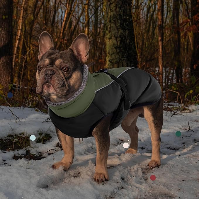 IECOii Extra Warm Reflective Adjustable Dog Jacket - Fleece Turtleneck Dog Jacket for Cold Weather Soft Winter Coat for Small, Medium & Extra Large Dogs