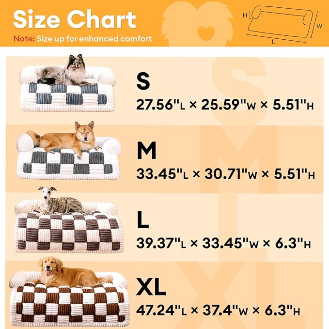 FUNNY FUZZY Pet Couch Covers for Sofa, Dog Couch Bed for Furniture Protector, Pet Bed Mat, Couch Cover for Dogs Washable with Non Slip, Large, Brown