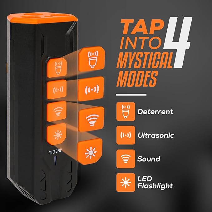 NEEDIT Dog Bark Deterrent Device to Stop Own or Neighbor’s Dog Barking, Biting & Fighting with Long Range – Rechargeable Ultrasonic Portable Anti Barking Device with 3X Sonic Emitters & Flash (Black)