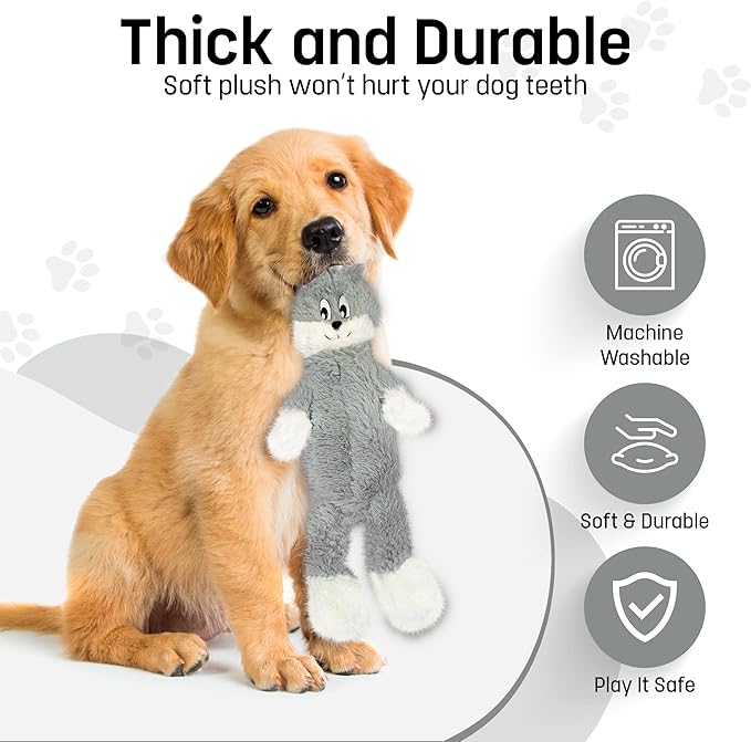 FGA MARKETPLACE Frog-Grey Rabbit Flat NO Stuffing NO Squeak Plush Dog Toy, Funny Style Will Entertain Your Pet for Hours, Recommended for Small and Medium Dog 21 INCH Long