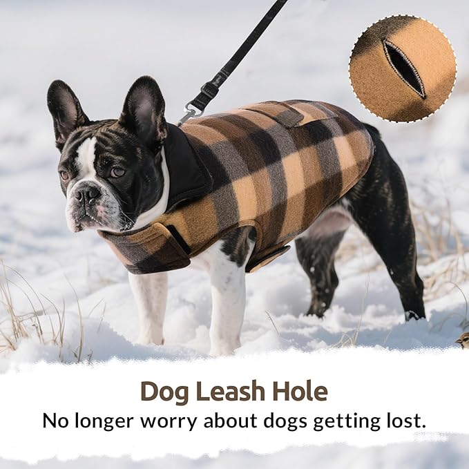 ASENKU Dog Winter Jacket Plaid Reversible Vest, Waterproof Dog Coat for Cold Weather, Perfect for Small to Large Dogs (Coffee, 3XL)