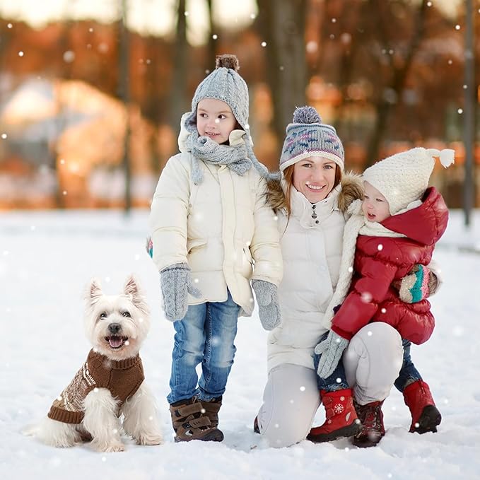 Mihachi Dog Girl Boy Sweaters - Warm Soft Knitted Pullover Dog Clothes, Turtleneck, Cold Weather Coat, Beige, S