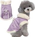 Jecikelon Bowtie Dog Cold Weather Coat Fleece Lining Warm Pet Puppy Turtleneck Dogs Winter Clothes for Small Dogs with D-Ring (Purple, X-Large)