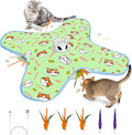 New Interactive Cat Toy for Indoor Cats Hide and Seek Cat Toy for Bored Indoor Adult Cats, Automatic Cat Kitten Toy with Moving Concealed Feathers, Non-Slip Suction, USB Rechargeable