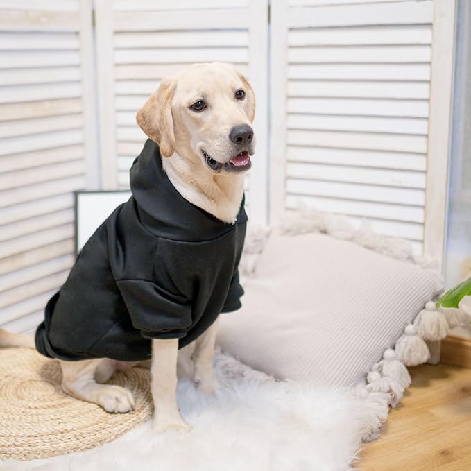 SCENEREAL Dog Hoodie Sweaters for Small Medium Large Size Dogs, Fleece Pet Sweatshirt with Hat and Pocket,Soft Cold Winter All Weather Puppy Clothes for S to XL Sized Dogs,Black (XS)