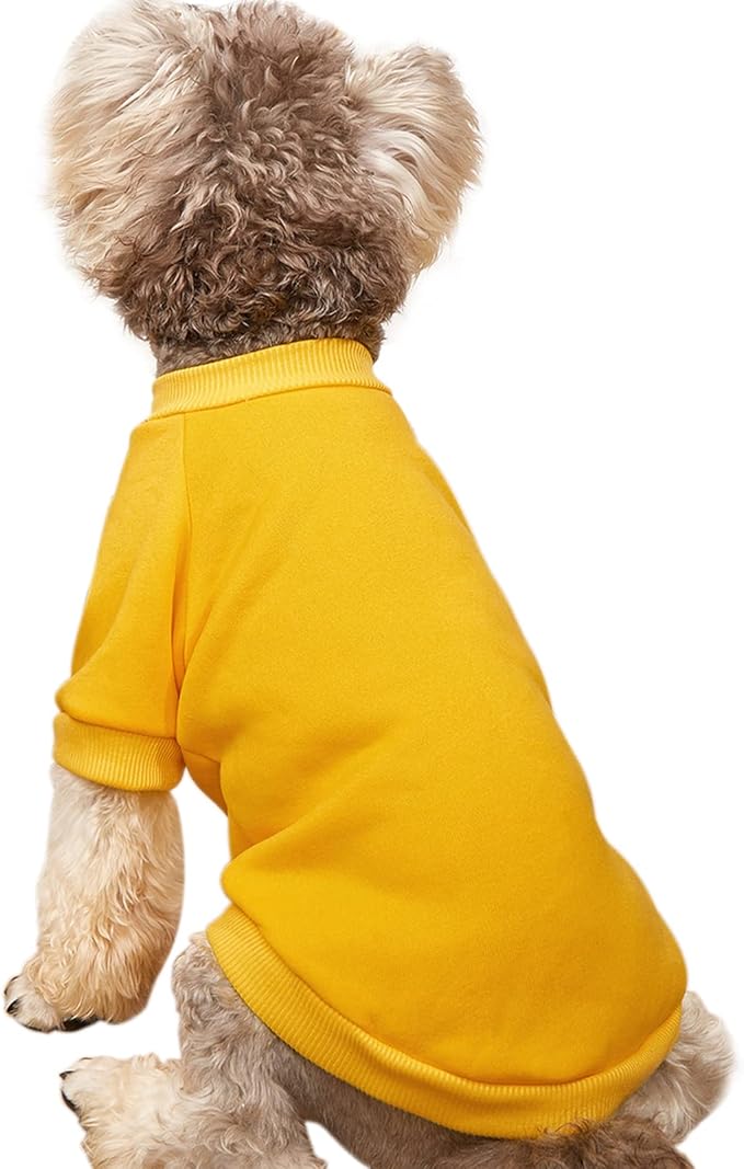 Puppy Sweater for Small Dogs Clothes Warm Winter Cat Clothe Pet Sweatshirt Knitwear Doggie Kitten Clothing, Yellow, Large