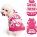 KOOLTAIL Cable Knit Dog Sweater Turtleneck, Cold Weather Pullover Classic Knitwear, Snowflake Pattern Thick Warm Winter Pet Clothes, Dog Christmas Sweater for Small Medium Large Dogs Girl, Pink S