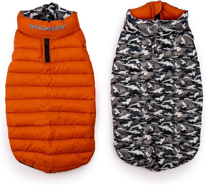 Winchester Pet Premium Reversible Dog Puffer Vest, Black, Medium