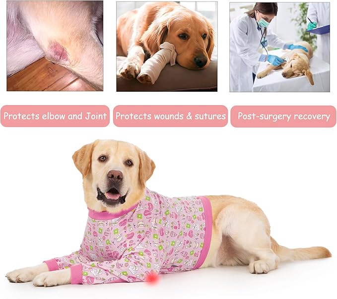 Dog Recovery Shirt for Front Legs, Dog Elbowpads Sleeve Protect Dogs Elbows Arms,Stop Licking Joints After Surgery, Help with Injury Healing Covers The Wound, Cone Alternatives (Pink, 3XL)