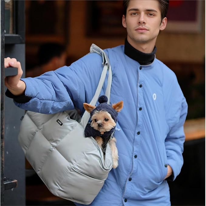 Small Dog Carrier Purse & Cat Tote Bag, Soft-Sided Handbag with Safety Strap, Breathable Mesh, Comfort Carry & Plush Cotton Interior, Lightweight Pet Travel Carrier for Daily Adventures (Black)